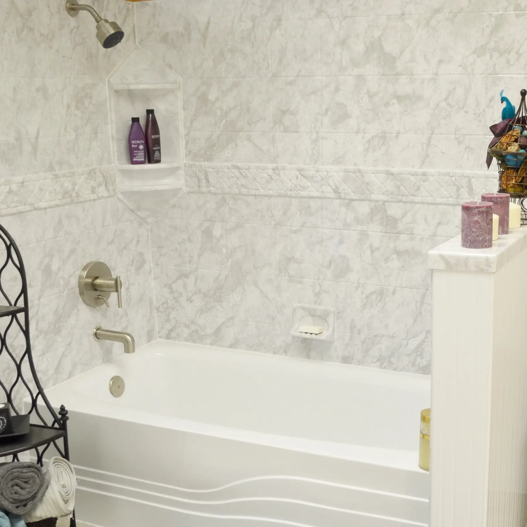 White bath and shower.
