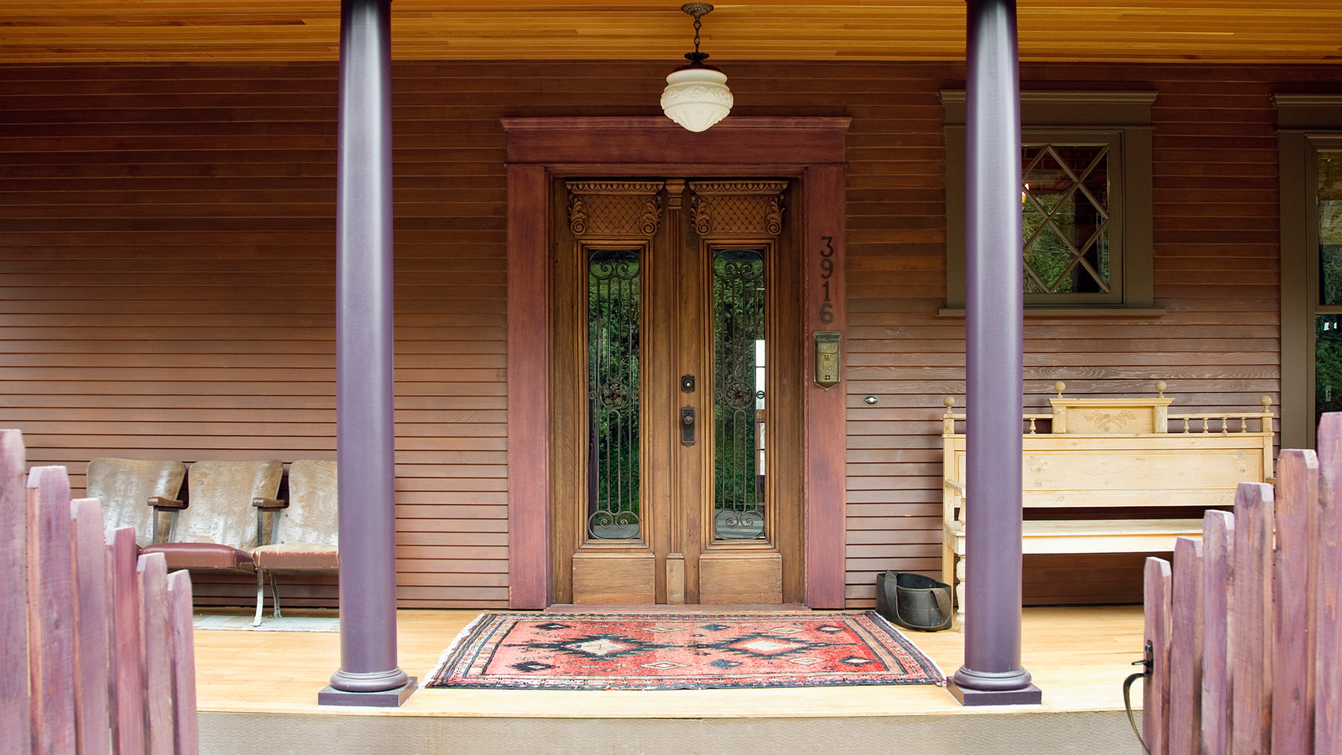 Fancy house entry view from outside.