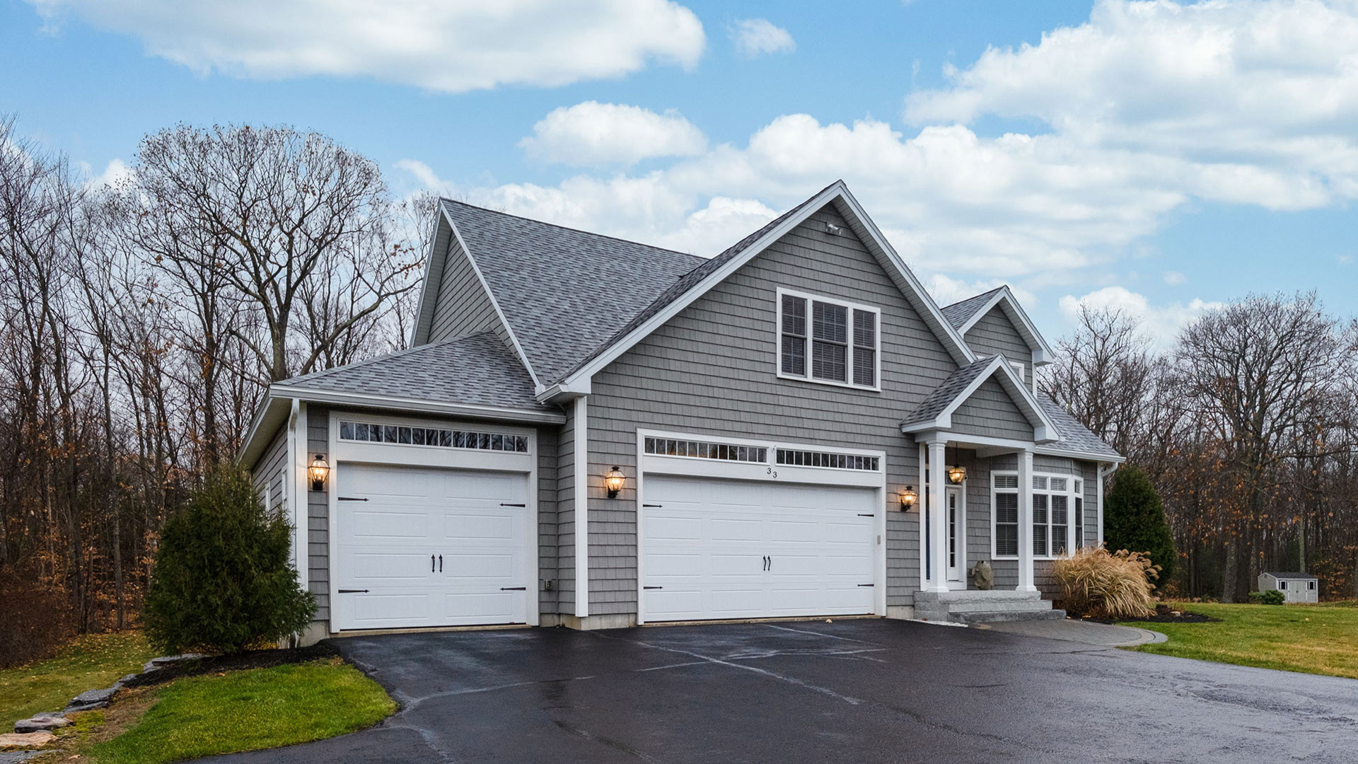 House with color coordinated siding and roof.