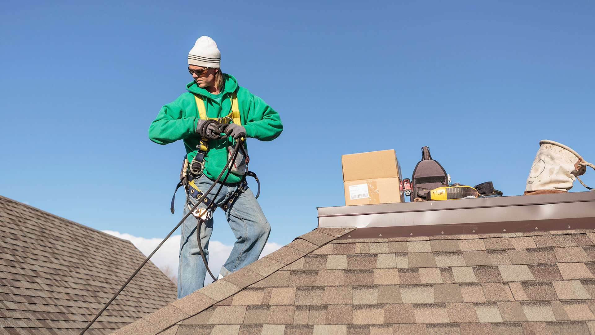 Worker on a roof.