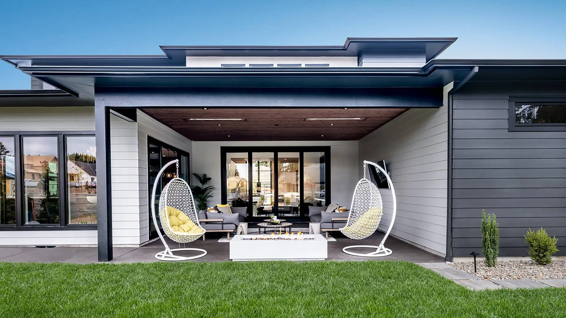Modern house with JamesHardie siding.